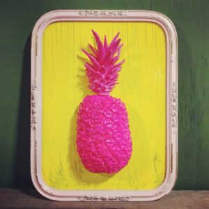 Bradley Corso artwork, pink pineapple