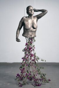 Nicole Davy sculpture, bronze form, bougainvillea