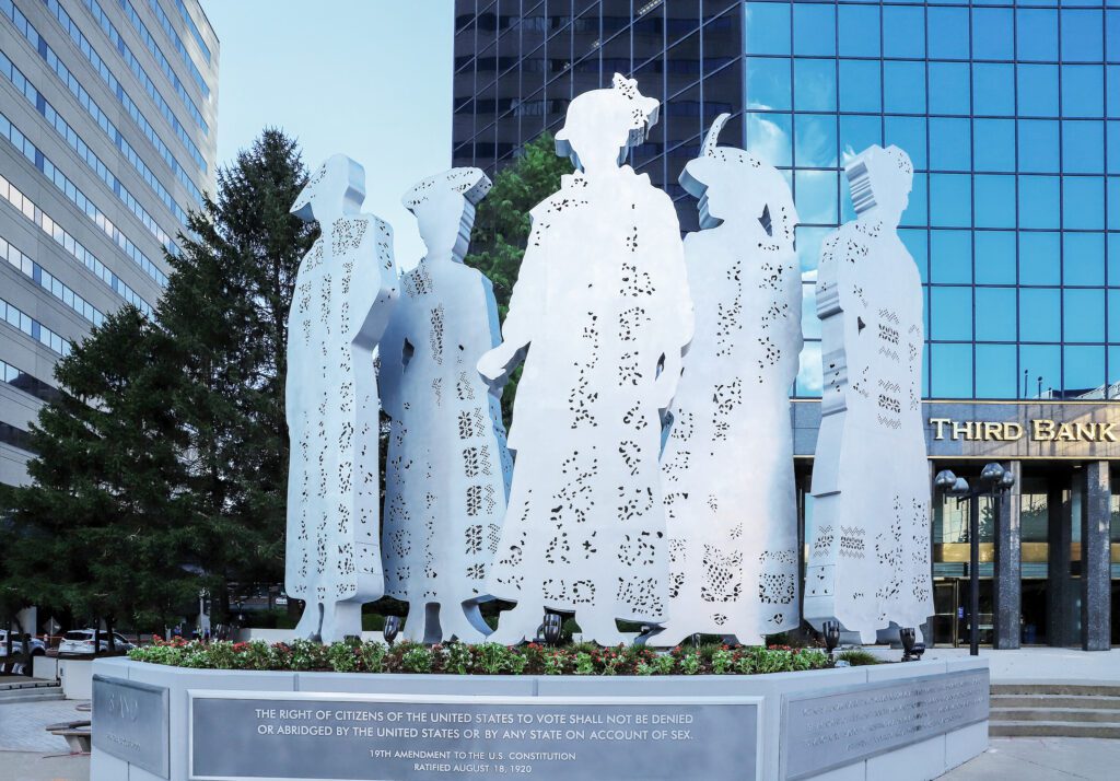 Final Suffragette Sculpture  installed in Lexington, Kentucky
