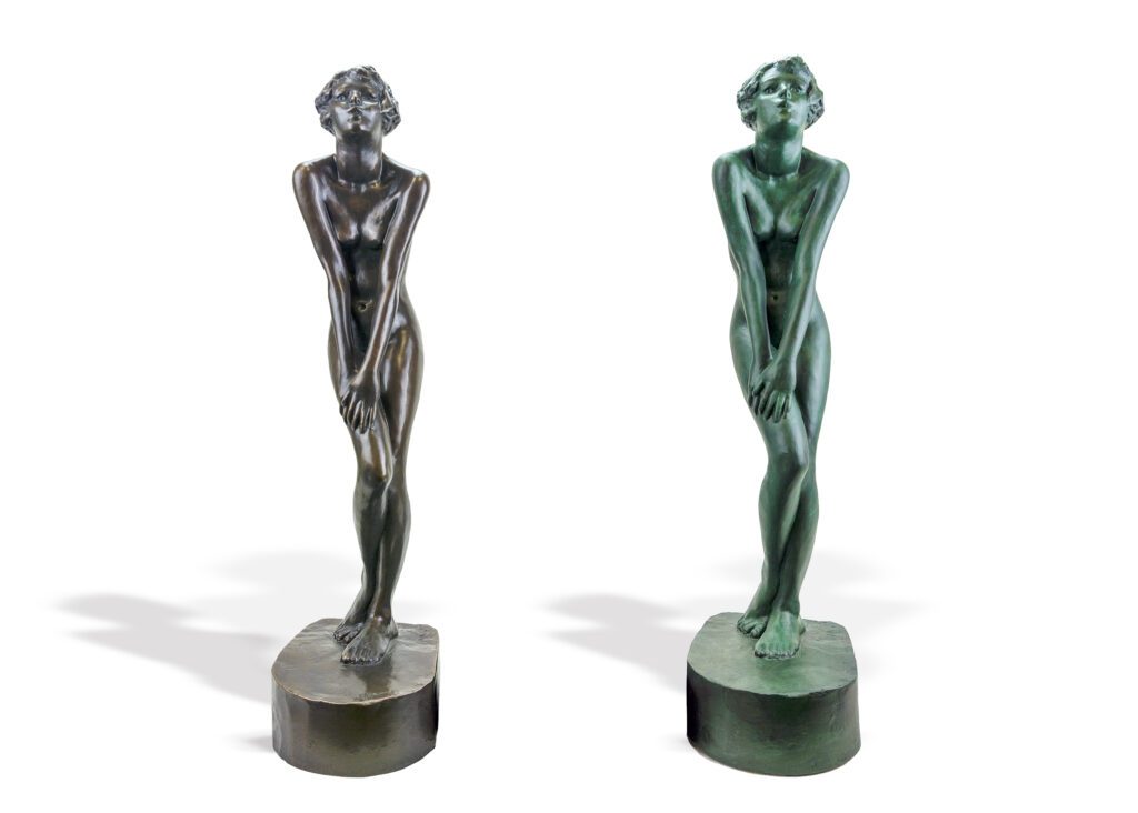 Two bronze sculptures of women