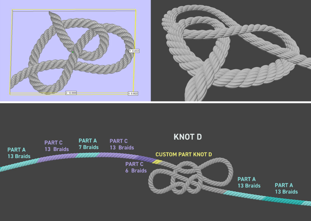 3D renderings and partial layout of Grygutis’ “Breakaway” rope design.
